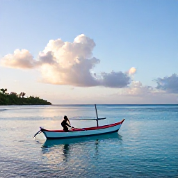 Caribbean Holidays, Martinique Fishing, Traditional fishing boats and a calm turquoise bay at sunrise on the Martinique coast