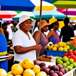 Caribbean Holidays, Martinique Holidays, A colourful Martinique market in Fort-de-France filled with tropical fruit, spices, local produce and friendly shoppers