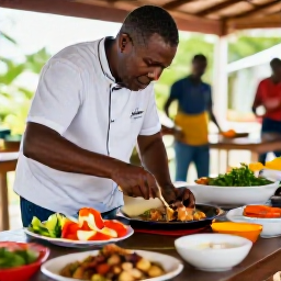 Caribbean Holidays, Martinique Holidays November, Martinique cooking class with colourful Creole ingredients, fresh seafood, herbs and a chef demonstrating local recipes
