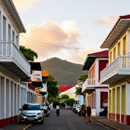 Caribbean Holidays, Martinique Holidays November, Visitors exploring historic streets and colourful colonial buildings in Fort-de-France, Martinique, beneath a warm November sky