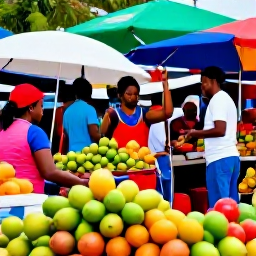 Caribbean Holidays, Martinique Holidays, Travellers exploring Fort-de-France market in Martinique, colourful stalls, tropical fruit and lively local culture