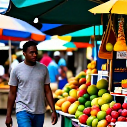 Caribbean Holidays, Martinique Holidays, Visitors walking through a colourful Martinique market with tropical fruit, spices and local craft stalls