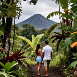Caribbean Holidays, Martinique Honeymoons, Honeymoon couple exploring a lush rainforest trail near Mount Pel&eacute;e in Martinique, dramatic volcanic scenery and tropical plants