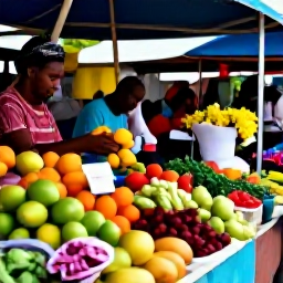 Caribbean Holidays, Martinique in April, Colourful Fort-de-France market in Martinique, with local fruit, spices, flowers and friendly shoppers