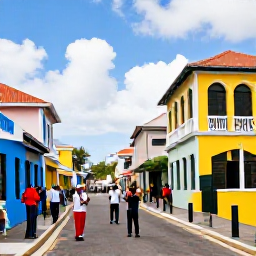 Caribbean Holidays, Martinique in February, Colourful Fort-de-France street scene during Carnival in Martinique, with decorated buildings, musicians and people in festive costumes