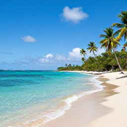 Caribbean Holidays, Martinique in June, Secluded Martinique beach with turquoise water, palm trees and snorkellers in June