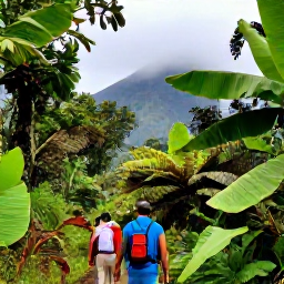 Caribbean Holidays, Martinique in May, Hikers walking through Martinique&rsquo;s tropical rainforest near Mount Pel&eacute;e, surrounded by ferns, broad leaves and misty volcanic scenery