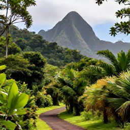 Caribbean Holidays, Martinique in May, Lush Martinique rainforest and mountain landscape in May, with tropical greenery, soft sunlight and a clear walking trail