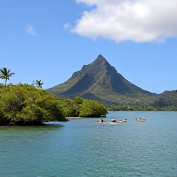Caribbean Holidays, Martinique in October, Kayakers exploring calm turquoise water near mangroves in Martinique, with green hills and bright tropical scenery