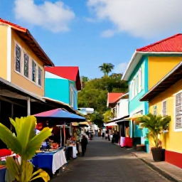 Caribbean Holidays, Martinique Instagram, Colourful houses and narrow streets in Fort-de-France, Martinique, with tropical plants and lively market stalls