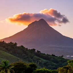 Caribbean Holidays, Martinique Instagram Hotspots, Colourful sunrise over Le Morne-Rouge and Mount Pel&eacute;e in Martinique, lush tropical hills and soft morning light
