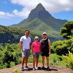Caribbean Holidays, Martinique Instagram Hotspots, Hikers standing on a viewpoint above the lush Gorges de la Falaise and tropical forest in northern Martinique