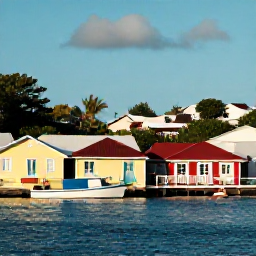 Caribbean Holidays, Martinique Instagram Spots, Colourful waterfront houses and fishing boats in Le Marigot, Martinique, photographed in warm November sunshine