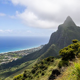 Caribbean Holidays, Martinique Instagram Spots, Panoramic view from Mount Pel&eacute;e across misty green slopes and the Caribbean Sea in Martinique