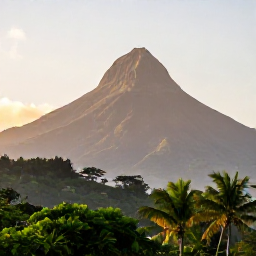 Caribbean Holidays, Martinique Instagram Spots, Sunrise view over Le Morne-Rouge and Mount Pel&eacute;e in Martinique, soft September light, tropical landscape