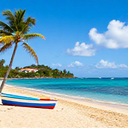 Caribbean Holidays, Martinique Instagram Spots, Turquoise sea and golden sand at Grande Anse d'Arlet, Martinique, palm trees and colourful boats in September sunshine