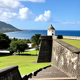 Caribbean Holidays, Martinique Instagram, Stone steps, tropical greenery and a dramatic sea view from the historic Fort-de-France waterfront in Martinique
