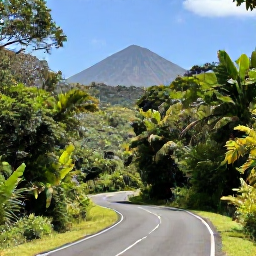 Caribbean Holidays, Martinique January, A scenic Martinique road winding through tropical forest and volcanic hills, with Mount Pel&eacute;e visible in the distance under a clear January sky