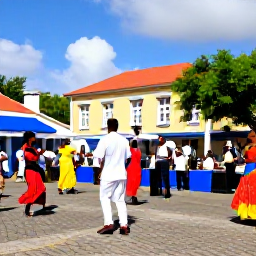 Caribbean Holidays, Martinique January, Colourful January cultural celebration in Fort-de-France, Martinique, with local musicians, dancers and visitors in a lively town square