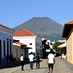 Caribbean Holidays, Martinique January, Historic Saint-Pierre, Martinique, with Mount Pel&eacute;e in the background and visitors exploring its cultural heritage in January sunshine