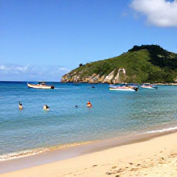 Caribbean Holidays, Martinique January Holidays, A calm turquoise bay and golden beach near Les Anses-d'Arlet in Martinique with snorkellers and colourful fishing boats