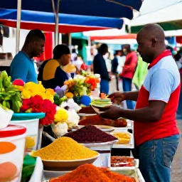 Caribbean Holidays, Martinique January Holidays, Colourful Fort-de-France market in Martinique with local produce, spices, flowers and friendly shoppers