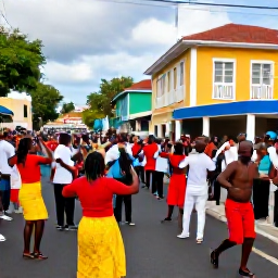 Caribbean Holidays, Martinique January Holidays, Colourful January street festival in Fort-de-France, Martinique, with local musicians, dancers and lively Caribbean crowds