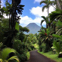 Caribbean Holidays, Martinique July Holidays, Lush Martinique rainforest with a hiking trail, tropical plants and distant views towards Mount Pel&eacute;e