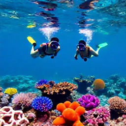 Caribbean Holidays, Martinique March Holidays, A couple snorkelling in clear blue water beside a colourful reef in Martinique