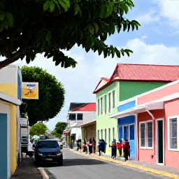 Caribbean Holidays, Martinique March Holidays, Colourful Fort-de-France street scene during a warm March afternoon, with Creole architecture, local people and tropical greenery