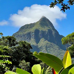 Caribbean Holidays, Martinique March Holidays, Lush Martinique rainforest in March with tropical leaves, volcanic mountains and a clear blue sky
