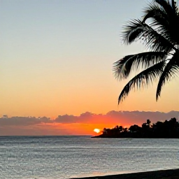Caribbean Holidays, Martinique Multi Country, A panoramic Caribbean sunset over Martinique&rsquo;s coastline, with calm sea, palm silhouettes and warm evening light
