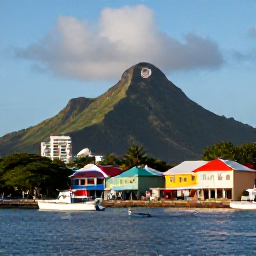 Caribbean Holidays, Martinique Multi-Country, Colourful Fort-de-France waterfront in Martinique on a sunny April morning, with Caribbean boats and tropical hills