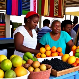 Caribbean Holidays, Martinique Multi-Country, Traditional Martinique market with tropical fruit, spices, handmade crafts and friendly local shoppers
