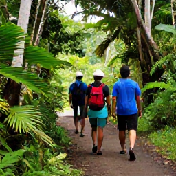 Caribbean Holidays, Martinique Nature Holidays, Hikers walking through tropical rainforest on Mount Pel&eacute;e in Martinique