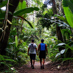 Caribbean Holidays, Martinique Nature Holidays, Hikers walking through verdant rainforest beneath Mount Pel&eacute;e in northern Martinique