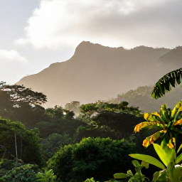 Caribbean Holidays, Martinique Nature Holidays, Lush Martinique rainforest and mountain scenery in November, with tropical foliage and soft morning light