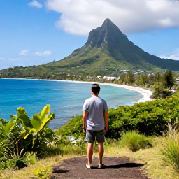 Caribbean Holidays, Martinique Nature, Traveller enjoying a scenic January nature holiday overlooking the green Martinique coastline
