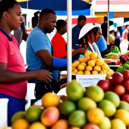Caribbean Holidays, Martinique November, Colourful Martinique street market in Fort-de-France with tropical fruit, spices and friendly local traders