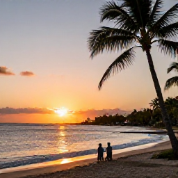 Caribbean Holidays, Martinique October, A couple enjoying an October sunset on a quiet Martinique beach, with gentle waves, palms and warm evening light