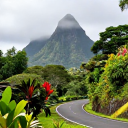 Caribbean Holidays, Martinique October, A scenic Martinique road winding through lush rainforest towards Mount Pel&eacute;e, with misty peaks and tropical vegetation