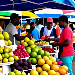 Caribbean Holidays, Martinique October, Colourful Fort-de-France market in Martinique, with tropical fruit, spices, flowers and local shoppers
