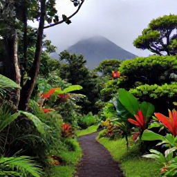 Caribbean Holidays, Martinique October, Lush Martinique rainforest trail leading towards Mount Pel&eacute;e, with tropical plants and misty volcanic scenery