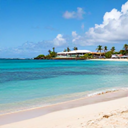 Caribbean Holidays, Martinique September, A relaxed beach scene in Martinique with turquoise water, soft sand, palm trees and a welcoming all-inclusive resort in the background