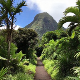 Caribbean Holidays, Martinique Solo Holidays, A lush hiking trail through Martinique rainforest leading towards Mount Pel&eacute;e under a bright tropical sky