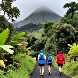 Caribbean Holidays, Martinique Solo Holidays, A small group hiking through lush rainforest on Mount Pel&eacute;e in Martinique, with misty volcanic slopes and tropical vegetation