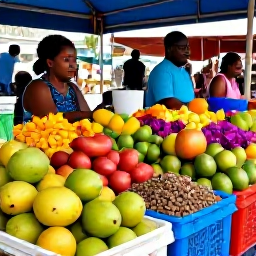 Caribbean Holidays, Martinique Solo Holidays, Colourful Fort-de-France market in Martinique with local fruit, spices, flowers and friendly shoppers