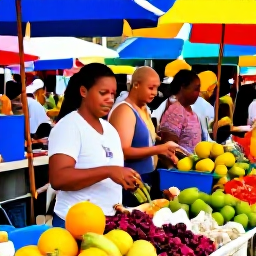 Caribbean Holidays, Martinique Solo Holidays, Colourful Fort-de-France market in Martinique with tropical fruit, spices, flowers and local shoppers