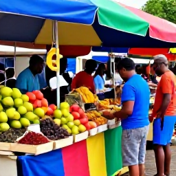 Caribbean Holidays, Martinique Solo Holidays, Colourful Fort-de-France market in Martinique, with tropical fruit stalls, local spices and solo visitors exploring