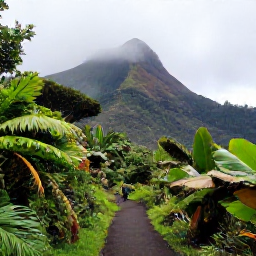 Caribbean Holidays, Martinique Solo Holidays, Lush rainforest trail on Mount Pel&eacute;e in Martinique with a solo hiker, misty volcanic slopes and tropical vegetation